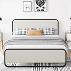 Bed Frame with Upholstered Headboard and Footboard