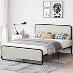 Bed Frame with Upholstered Headboard and Footboard