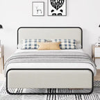 Bed Frame with Upholstered Headboard and Footboard