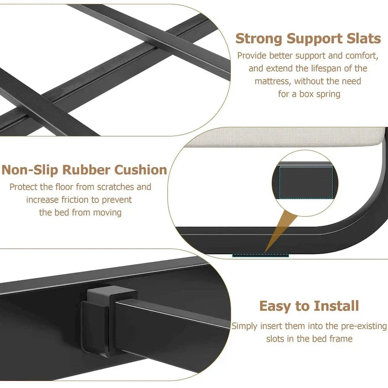 Bed Frame with Upholstered Headboard and Footboard