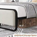 Bed Frame with Upholstered Headboard and Footboard