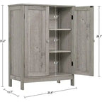 Bathroom Cabinet, Bathroom Storage Cabinet with 2 Doors & 2 Shelves - 11.7D x 23.4W x 31.2H