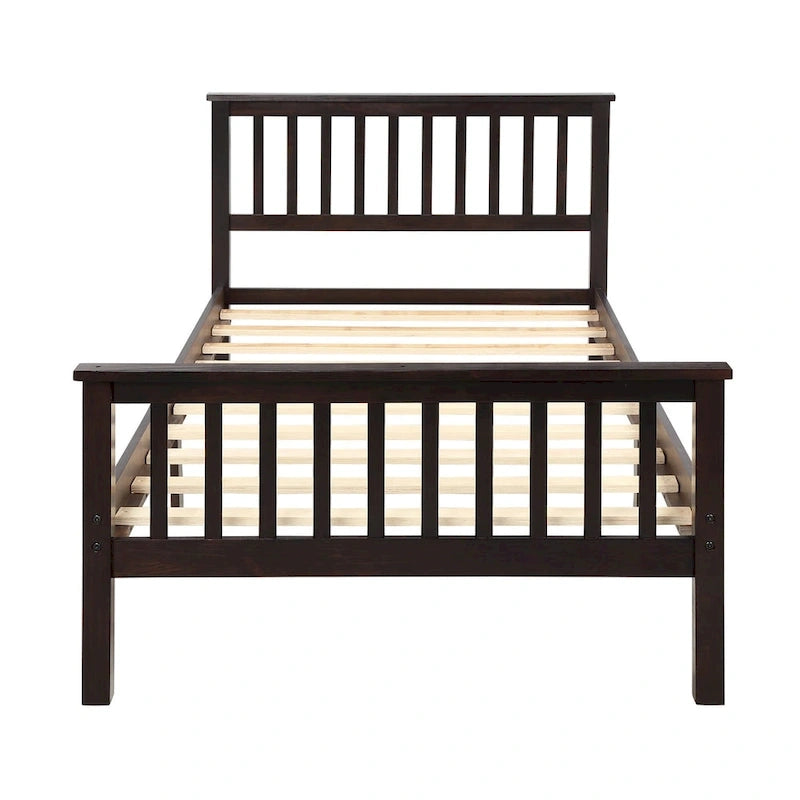 Wood Platform Bed with Headboard and Footboard