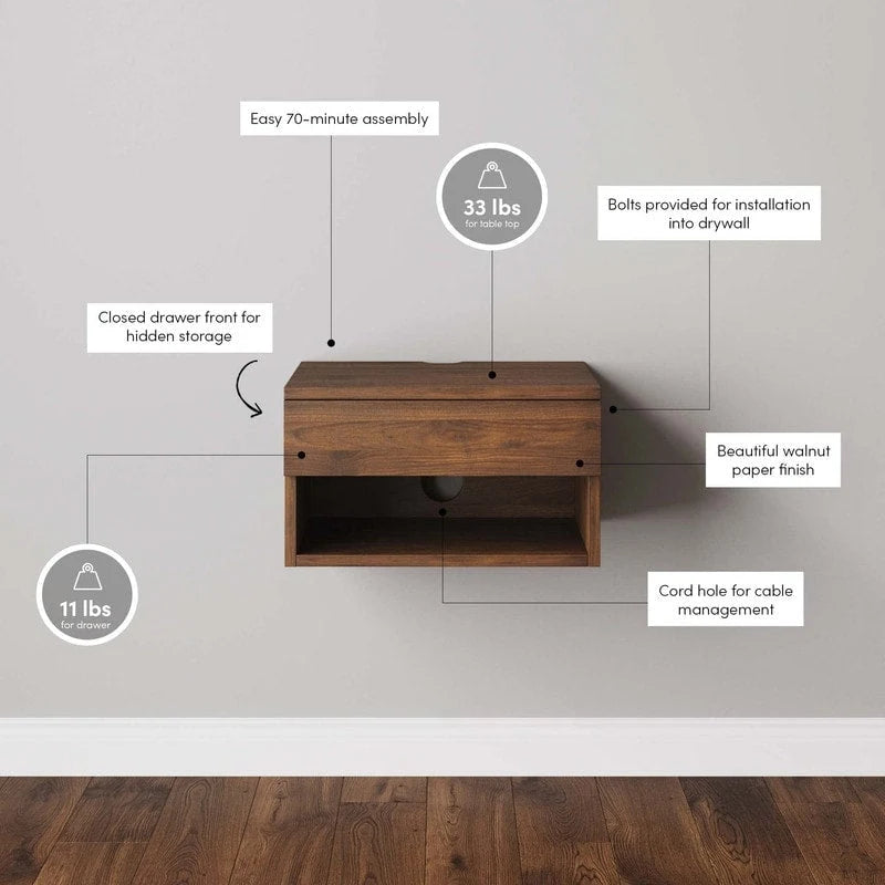 Modern Floating Bedside Nightstand