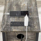 Nightstand with Charging Station, 2 USB Port & 2 Power Outlets, Tall End/Side Table with 2-Drawer and Storage Shelf