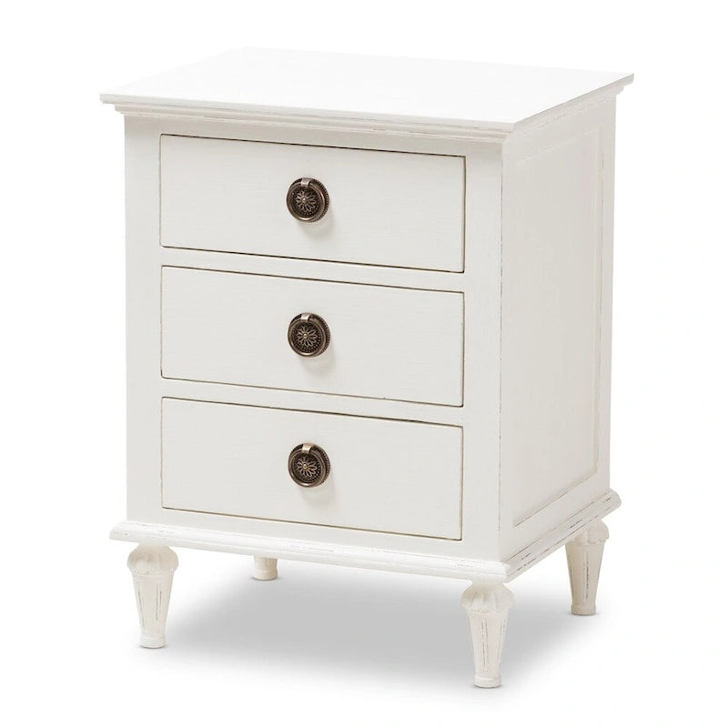 Rustic Wood 3-Drawer Nightstand by Baxton Studio