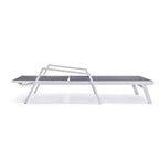 LeisureMod Marlin Modern White Aluminum Patio Chaise Lounge Chair with Arms and Square Fire Pit Side Table, Outdoor Seating for Patio, Deck, Poolside
