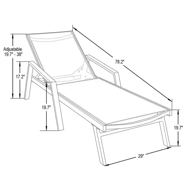 LeisureMod Marlin Modern White Aluminum Patio Chaise Lounge Chair with Arms and Square Fire Pit Side Table, Outdoor Seating for Patio, Deck, Poolside