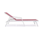 LeisureMod Marlin Modern White Aluminum Patio Chaise Lounge Chair with Arms and Square Fire Pit Side Table, Outdoor Seating for Patio, Deck, Poolside