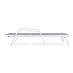 LeisureMod Marlin Modern White Aluminum Patio Chaise Lounge Chair with Arms and Square Fire Pit Side Table, Outdoor Seating for Patio, Deck, Poolside