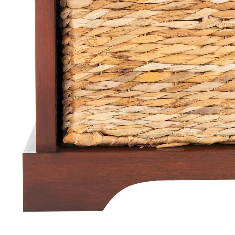 SAFAVIEH Euphemia Brown Woven Storage Basket Bench - 33.5 x 16.1 x 19.9 - 34Wx16Dx20H