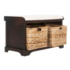 SAFAVIEH Euphemia Brown Woven Storage Basket Bench - 33.5 x 16.1 x 19.9 - 34Wx16Dx20H