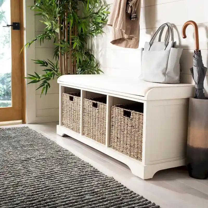 SAFAVIEH Eola Grey/ White Storage Bench - 47 x 16.1 x 19.9 - 47Wx16Dx20H
