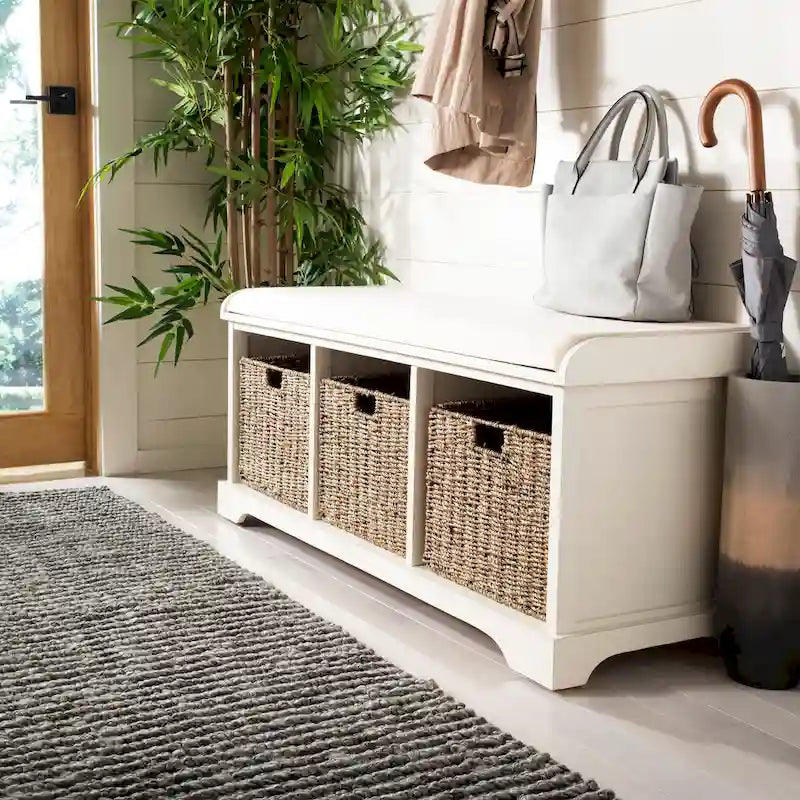 SAFAVIEH Eola Grey/ White Storage Bench - 47 x 16.1 x 19.9 - 47Wx16Dx20H