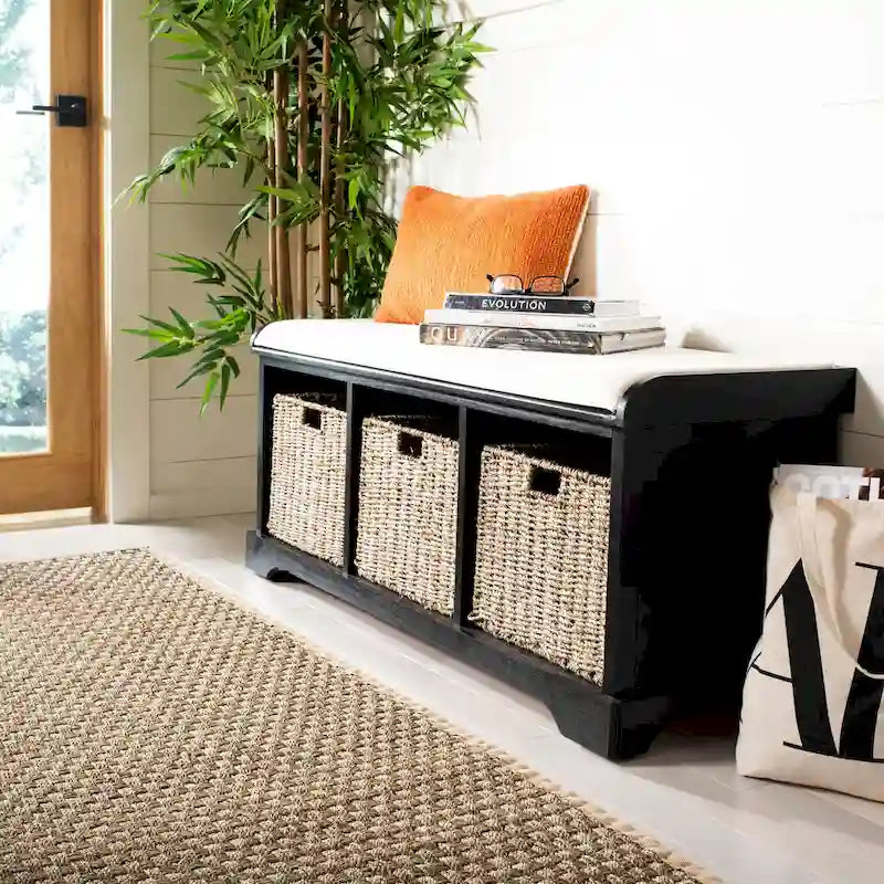 SAFAVIEH Eola Grey/ White Storage Bench - 47 x 16.1 x 19.9 - 47Wx16Dx20H