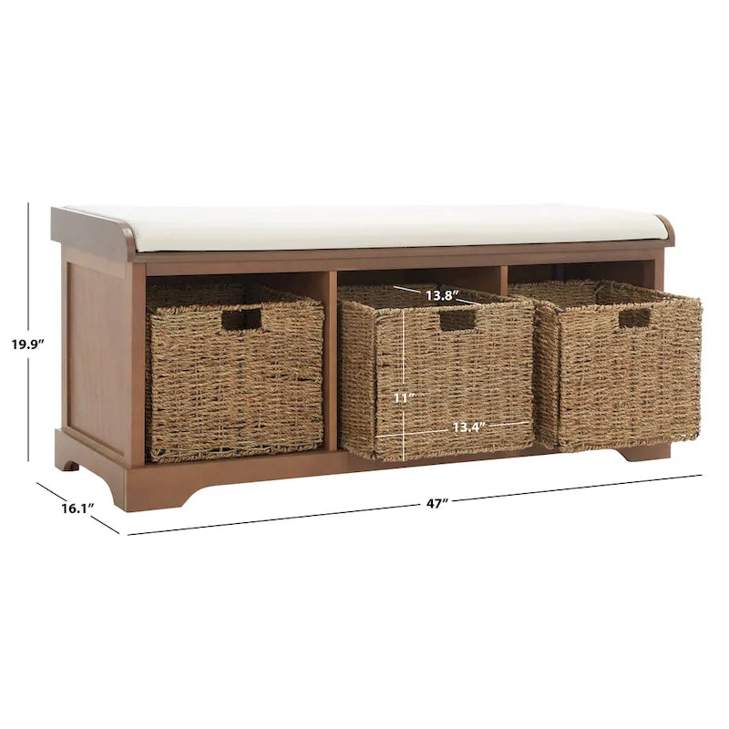 SAFAVIEH Eola Grey/ White Storage Bench - 47 x 16.1 x 19.9 - 47Wx16Dx20H