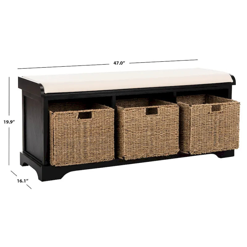 SAFAVIEH Eola Grey/ White Storage Bench - 47 x 16.1 x 19.9 - 47Wx16Dx20H