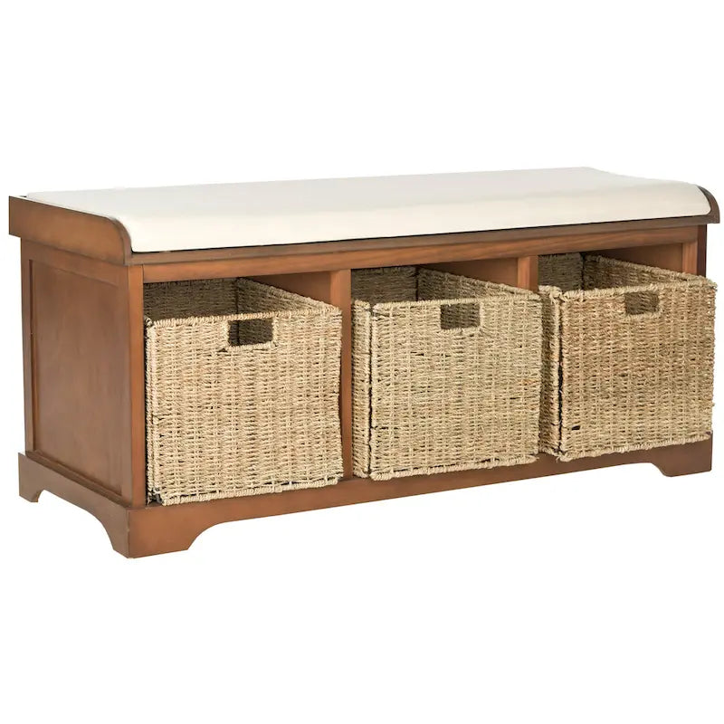SAFAVIEH Eola Grey/ White Storage Bench - 47 x 16.1 x 19.9 - 47Wx16Dx20H