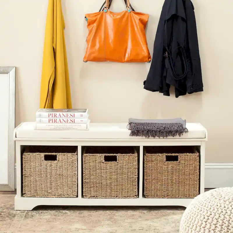 SAFAVIEH Eola Grey/ White Storage Bench - 47 x 16.1 x 19.9 - 47Wx16Dx20H