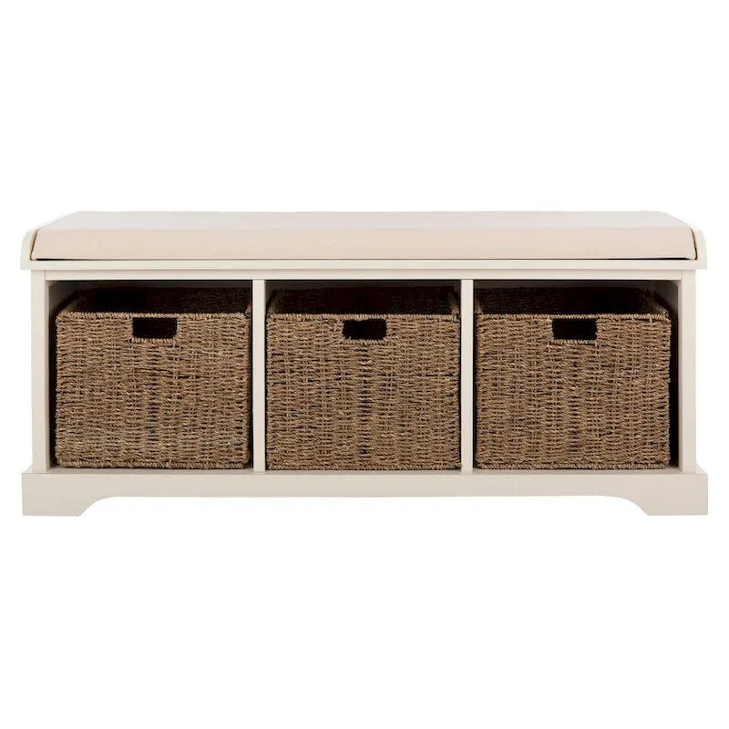SAFAVIEH Eola Grey/ White Storage Bench - 47 x 16.1 x 19.9 - 47Wx16Dx20H