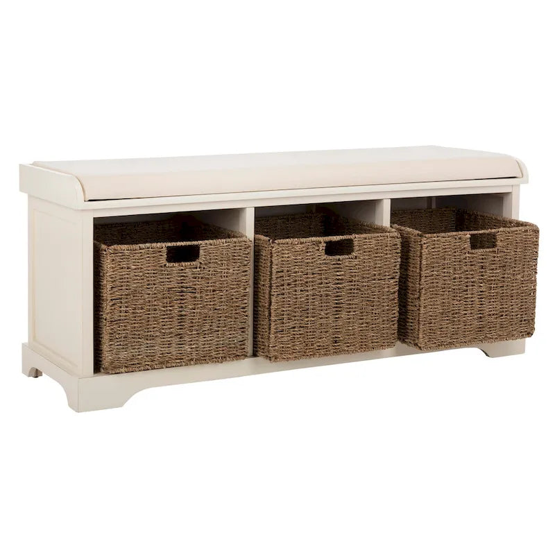 SAFAVIEH Eola Grey/ White Storage Bench - 47 x 16.1 x 19.9 - 47Wx16Dx20H