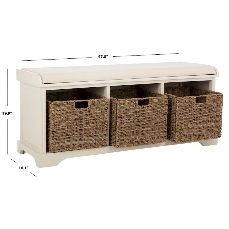 SAFAVIEH Eola Grey/ White Storage Bench - 47 x 16.1 x 19.9 - 47Wx16Dx20H