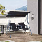 Outsunny 2 Person Porch Swing with Stand, Outdoor Swing with Canopy, Pivot Storage Table, 2 Cup Holders, Cushions for Patio, Backyard