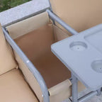 Outsunny 2 Person Porch Swing with Stand, Outdoor Swing with Canopy, Pivot Storage Table, 2 Cup Holders, Cushions for Patio, Backyard