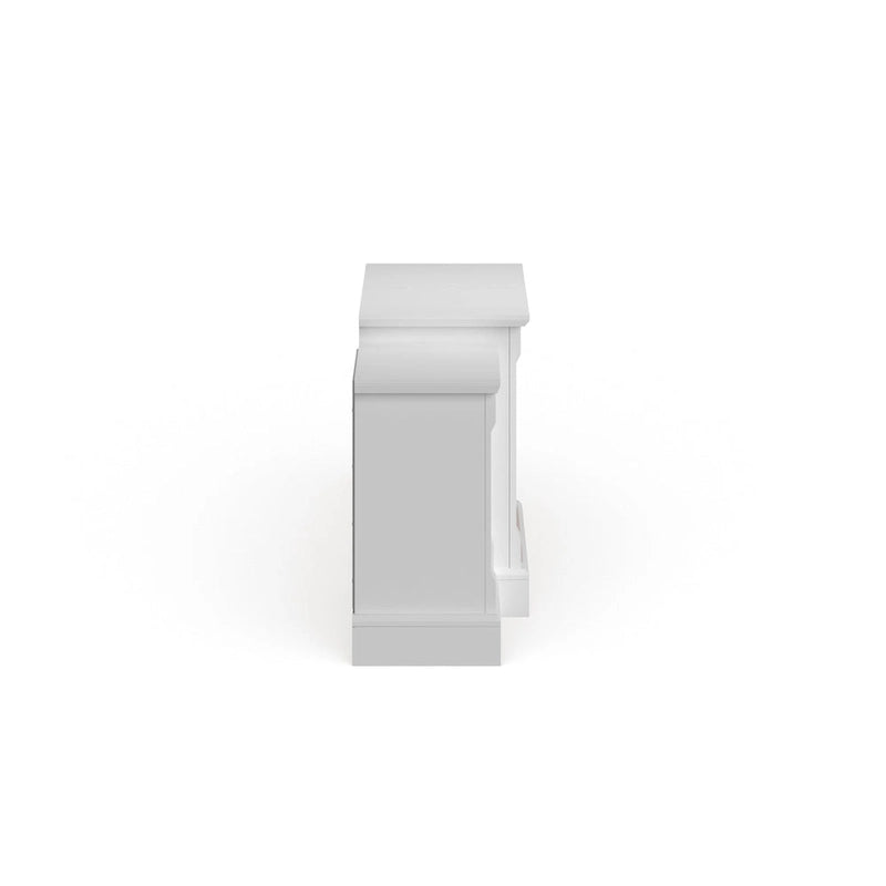 SEI Furniture Remote Controlled LED Electric Fireplace with Mantel in White Stone and Storage
