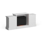 SEI Furniture Remote Controlled LED Electric Fireplace with Mantel in White Stone and Storage