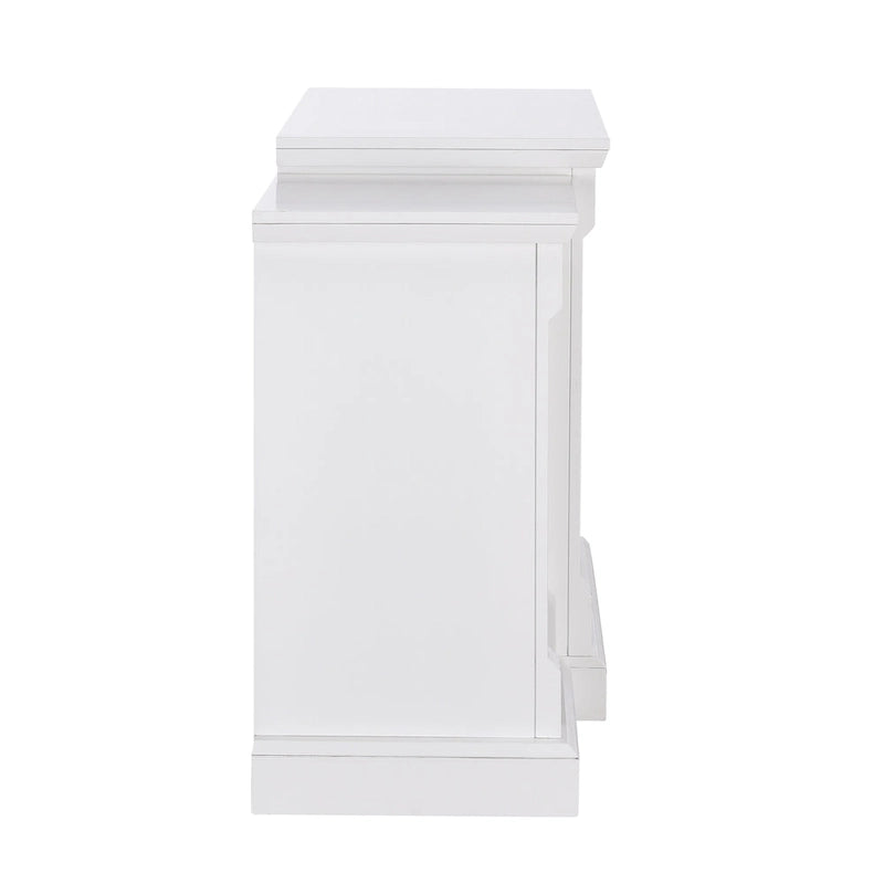 SEI Furniture Remote Controlled LED Electric Fireplace with Mantel in White Stone and Storage