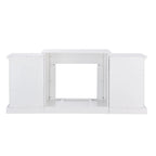 SEI Furniture Remote Controlled LED Electric Fireplace with Mantel in White Stone and Storage