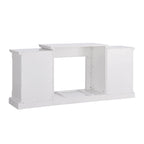 SEI Furniture Remote Controlled LED Electric Fireplace with Mantel in White Stone and Storage