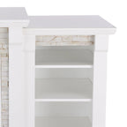 SEI Furniture Remote Controlled LED Electric Fireplace with Mantel in White Stone and Storage
