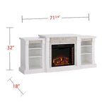 SEI Furniture Remote Controlled LED Electric Fireplace with Mantel in White Stone and Storage