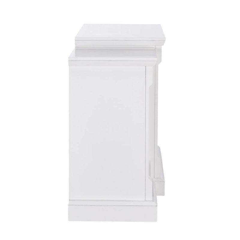 SEI Furniture Remote Controlled LED Electric Fireplace with Mantel in White Stone and Storage