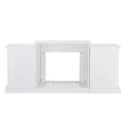 SEI Furniture Remote Controlled LED Electric Fireplace with Mantel in White Stone and Storage