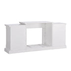 SEI Furniture Remote Controlled LED Electric Fireplace with Mantel in White Stone and Storage