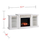 SEI Furniture Remote Controlled LED Electric Fireplace with Mantel in White Stone and Storage