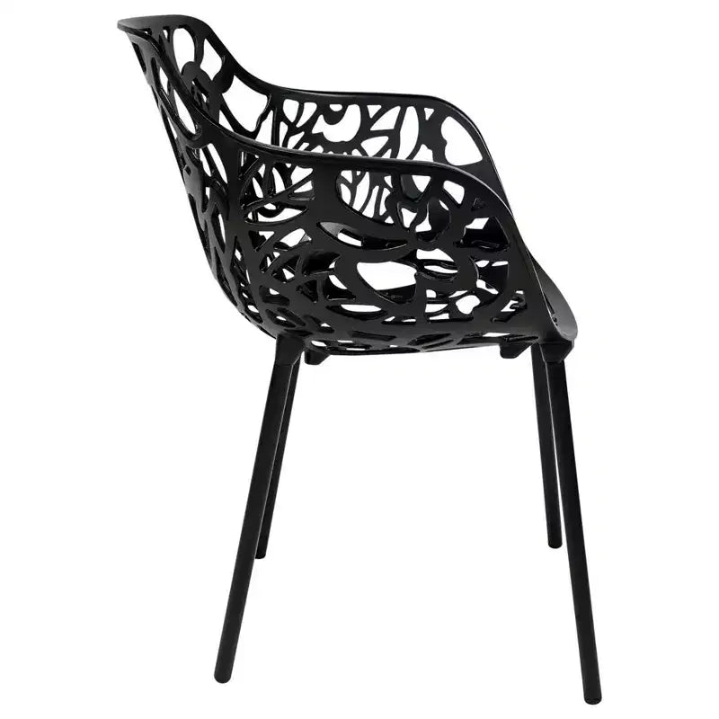 LeisureMod Devon 3-Piece Aluminum Outdoor Bistro Set - Glass Top Dining Table and 2 Stackable All-Weather Mesh Chairs