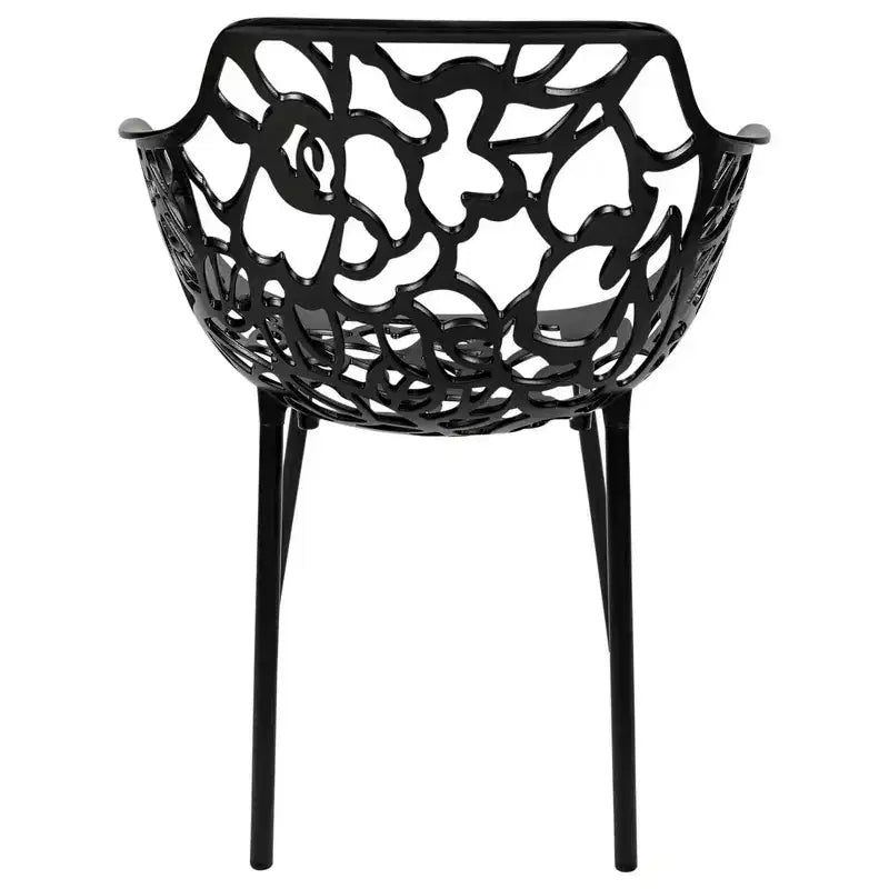 LeisureMod Devon 3-Piece Aluminum Outdoor Bistro Set - Glass Top Dining Table and 2 Stackable All-Weather Mesh Chairs