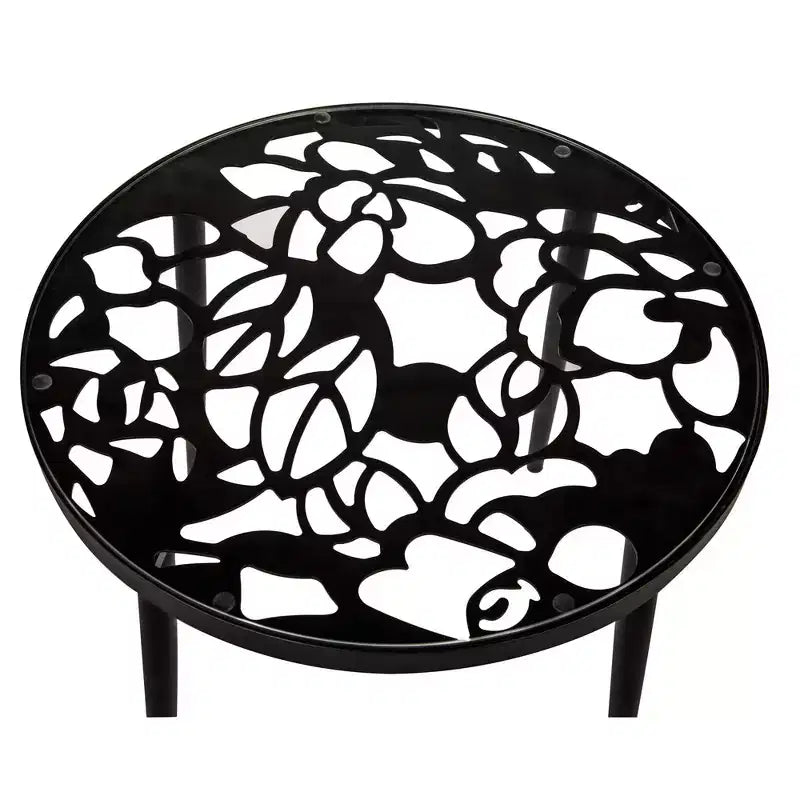 LeisureMod Devon 3-Piece Aluminum Outdoor Bistro Set - Glass Top Dining Table and 2 Stackable All-Weather Mesh Chairs