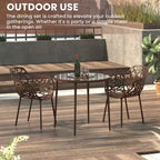 LeisureMod Devon 3-Piece Aluminum Outdoor Bistro Set - Glass Top Dining Table and 2 Stackable All-Weather Mesh Chairs