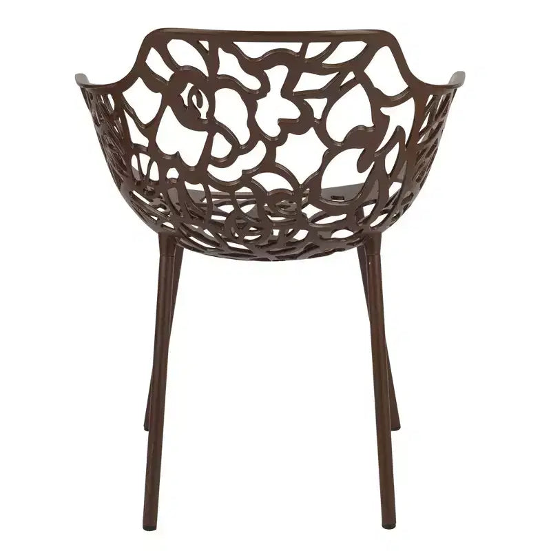 LeisureMod Devon 3-Piece Aluminum Outdoor Bistro Set - Glass Top Dining Table and 2 Stackable All-Weather Mesh Chairs