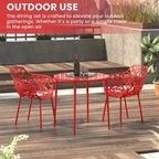 LeisureMod Devon 3-Piece Aluminum Outdoor Bistro Set - Glass Top Dining Table and 2 Stackable All-Weather Mesh Chairs