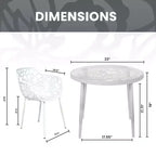LeisureMod Devon 3-Piece Aluminum Outdoor Bistro Set - Glass Top Dining Table and 2 Stackable All-Weather Mesh Chairs