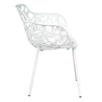 LeisureMod Devon 3-Piece Aluminum Outdoor Bistro Set - Glass Top Dining Table and 2 Stackable All-Weather Mesh Chairs