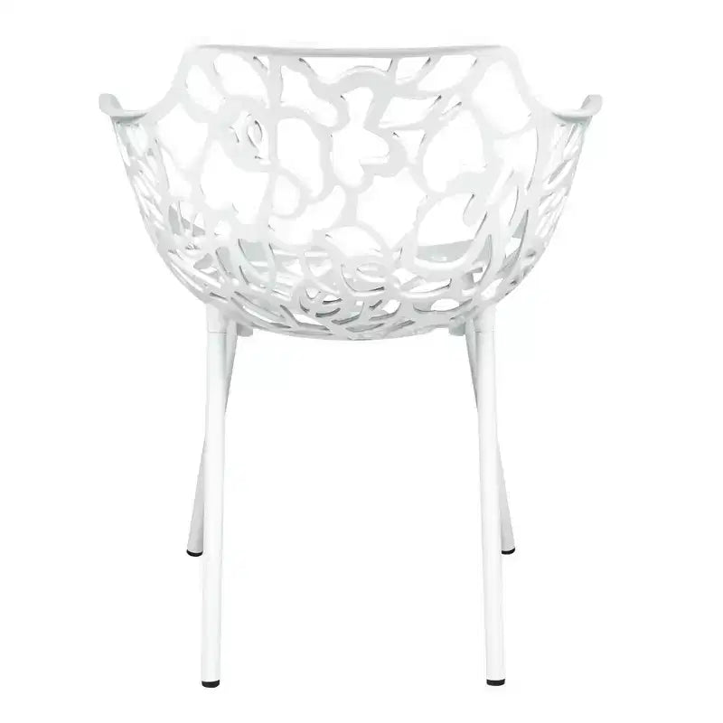 LeisureMod Devon 3-Piece Aluminum Outdoor Bistro Set - Glass Top Dining Table and 2 Stackable All-Weather Mesh Chairs