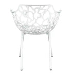 LeisureMod Devon 3-Piece Aluminum Outdoor Bistro Set - Glass Top Dining Table and 2 Stackable All-Weather Mesh Chairs