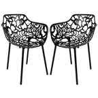 LeisureMod Devon 3-Piece Aluminum Outdoor Bistro Set - Glass Top Dining Table and 2 Stackable All-Weather Mesh Chairs